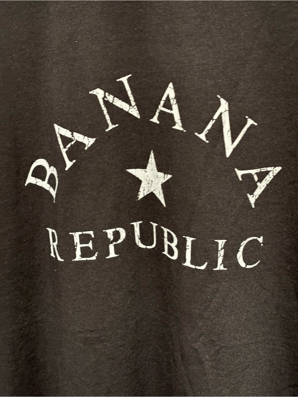 Banana Republic Black Tee with Distressed White Logo